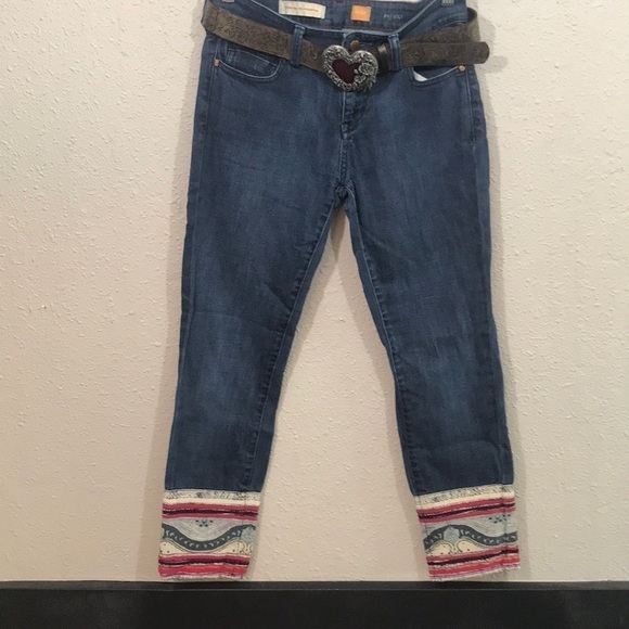 Anthropologie “Stet Ankle” Pilcro & the Letterpress Red Trim Jeans size 27 - Picture 2 of 12